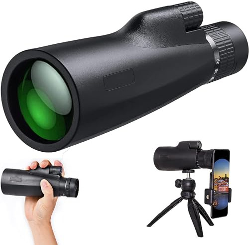 Winnes Teleskop, 10-30X50 Monokular Fernrohr mit BAK4 Prisma und FMC Objektiv,Fernrohr Kinder mit Smartphone Adapter für Sternenbeobachtung und Vogelbeobachtung, Wandern, Ballspiele, (Schwarz)