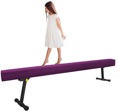Wesky Adjustable Balance Beam,High and Low Floor Beam Gymnastics Equipment,Gymnastics Beam for Kids Home Training with Foldable Legs (Purple, 8FT)