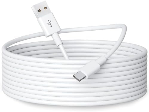 OXZEEWEE Câble d'extension d'alimentation USB C de 3 m pour caméras de sécurité ou appareils avec port USB C, câble de chargement et de synchronisation de données durable USB A vers USB C - Blanc