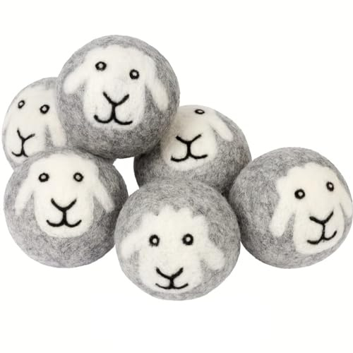 6 palline per asciugatrici, Wool Dryer Balls, riutilizzabili, in lana naturale, per asciugatrici, per pelli sensibili, riducono le rughe