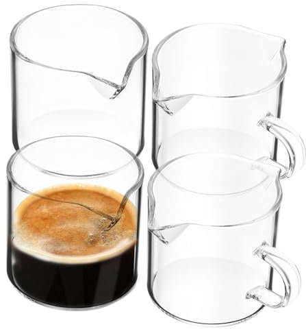 Cabilock Ensemble De 4 Petits Pichets En Verre Et Tasses À Expresso Adaptés Au Café Et Au Thé