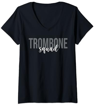 Damen Posaune Squad Posaunenspieler Jazz Musik Marching Band T-Shirt mit V-Ausschnitt
