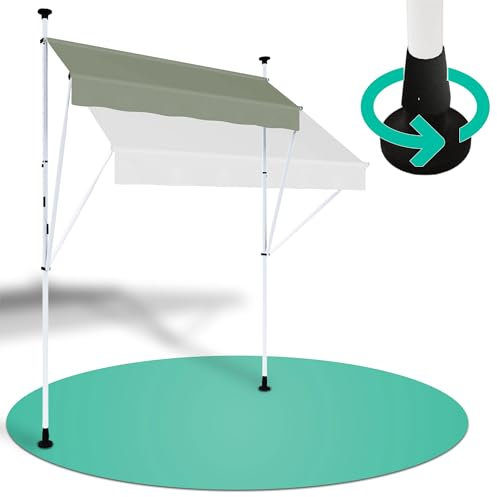 Strattore Klemmmarkise/Balkonmarkise 300 cm Breit Sonnenschutz Markise - ohne Bohren - Manuell einziehbar 200 cm Stofflänge - für Balkon, Terrasse, Garten - Matcha Grün
