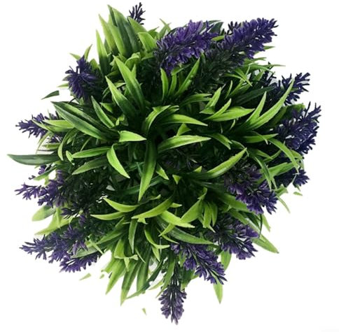 EpheyFIF Artificial Hanging Baskets Outdoor Plants Topiary Grass Flower Balls in Purple Lavender(30cm)