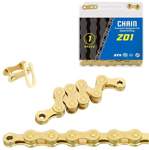 YLME Fahrradkette, 116 Glieder Mountainbike Kette, X-Bridge-Typ galvanisierte rostfreie Kette für Single/6/7/8/9/10/11/12 Speed ​​Bike,1S