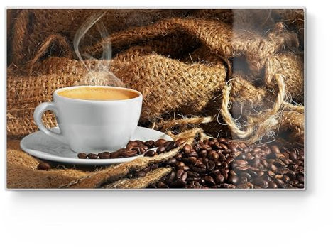 DEQORI Frühstücksbrett Glas | klein 23x14 cm | Motiv Espresso Eleganz | Design Schneidebrett für Küche | Frühstücksbrettchen antibakteriell & rutschfest | Glasplatte & Servierplatte
