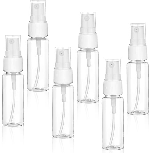 JJUNW 6 Stück Sprühflasche Transparente 20ml, Kunststoff Sprayflasche Leer Reiseflaschen Kleine Sprühflaschen zum Befüllen Plastik Sprühbehälter Nachfüllbare Spray Bottle für Reisen Sauber Hydrat Haut
