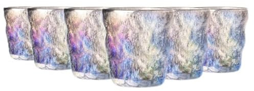TRESV Set de 6 vasos de Colores, Vasos de cristal agua de 270 ml,Vaso de Vidrio,Vasos de Bebida, Alcohol y Agua, perfectos para bares, cafeterías (Vaso270ml)