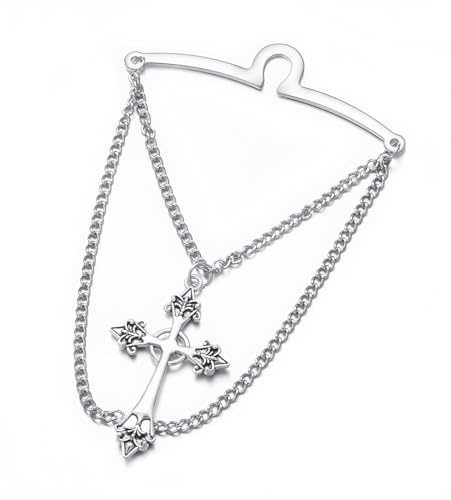 RunootPR KetteKrawattenkette mit Kette Kreuz Gold Silber Krawattennadel