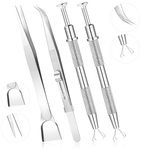 4pcs Sprinkles Tools for Cake Decorating, 4 Claw Sprinkle Pen Pearl Grabber Cake Decorating Tools Set Stainless Steel Cake Tweezers Pearl Sprinkle Spoon with Shovel Head Cake Cookie Cupcake Decoration