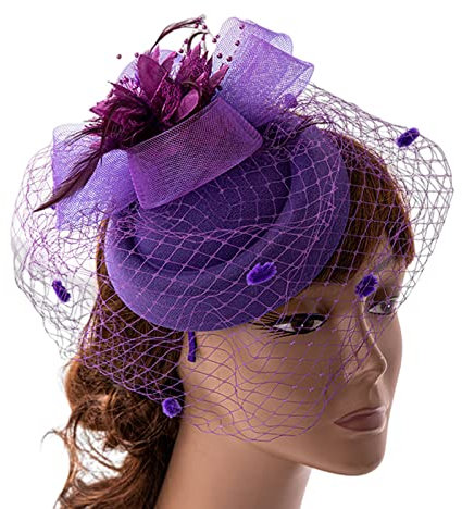 Watreketal Haarband,Fascinator Damen Fascinator Stirnband Tea Party Fascinator Hut Cocktail Blume Fascinator Schleier Mesh
