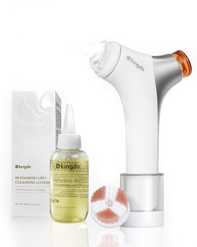 kingdo 2-in-1 Gesichtsschrubber & Make-up-Entferner-Gerät, intelligenter automatischer schäumender Gesichtsreinigungsbürste, Peeling mit Gesichtsreiniger für Tiefenreinigung & Peeling & Entfernen von