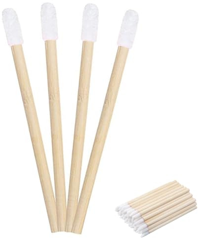 50PCS Disposable Bamboo Lip Brushes, Soft Flocked Lip Gloss Applicators, Hygienic Lipstick Wands Makeup Tool for Travel Salon Home, Multifunctional Precision Beauty Brush