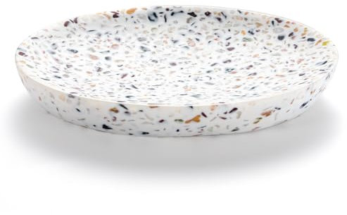 Luxspire Soap Dish, Resin Soap Tray Soap Holder Container Box, Oval Soap Plate Case, Sponge Dish Scrubbers Tray Holder for Bathroom Vanity Shower Kitchen Sink Counter Top, Terrazzo