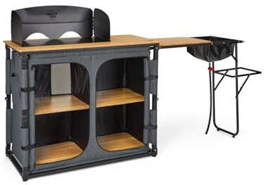 camp LIFE Küchenbox Varna | Klappbare Campingküche Reiseküche Campingschrank mit Spülbecken & Windschutz | Outdoor Küchenschrank Camping Küche Miniküche für Wohnmobil, Zelt & Vorzelt