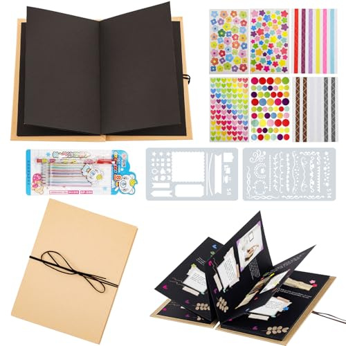 AIZHAZHA Album de Fotos para Pegar y Escribir, Album Scrapbook de Bricolaje 8 In, Álbum de Fotos de Pareja DIY, Personalizados Álbum Fotos Negro Plegable Cumpleaños, Aniversario, Regalos de Boda