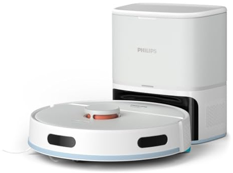 Philips Homerun Serie 2000 2. Gen: 2-in-1 Saug- und Wischroboter mit Absaugstation, 6.000pa Saugkraft, 130 Minuten Laufzeit, Lasernavigation, Teppichboost, App-gesteuert, Arktikweiß (XU2100/25)