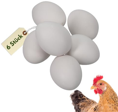 6x Legeeier Kunsteier Nesteier für Hühner Gipseier Bruteier Fasanen Enten Künstliche Eier Hühnereier Weiß