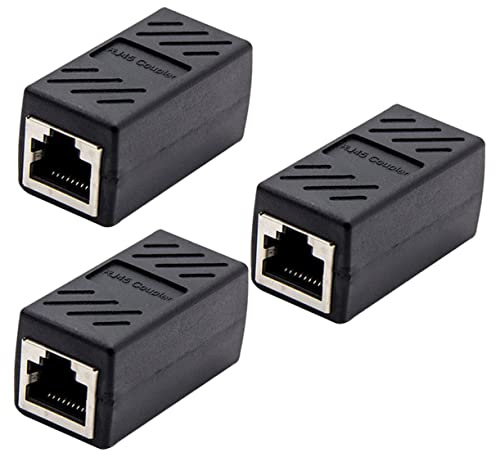 3 Stück Rj45 Ethernet Kupplung Cat6 Cat5e Cat5 Schwarz | Abs Zinklegierung, Weiblich Weiblich, zur Verlängerung von Netzwerkkabeln, Kompatibel mit Rj45