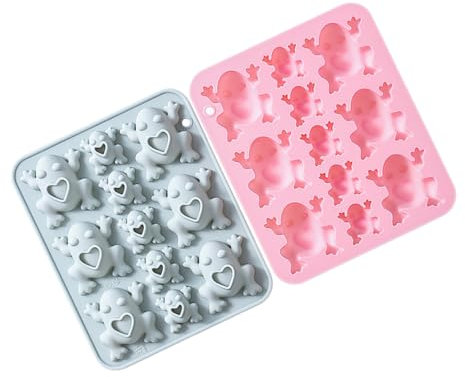 KOCKSHION 2pièces Moule Silicone Forme De Grenouille Pour Chocolat Bonbons Et Glaces Flexible Et Réutilisable Compatible Avec Four Et Congélateur Couleurs Bleue
