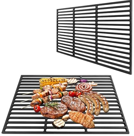Aufun 2 Stück Gusseisen Grillrost Grillflaeche | 42x28cm Rechteck Emailliert Ersatzrost Grillzubehör | Gussrost Grillgitter Set Grillflaeche für BBQ Holzkohlegrill Gasgrill Markengrillrost