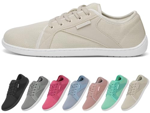 SAGUARO Unisex Knit Barfota Minimalistiska Skor, Luck Ⅰ, Storlek 36-48, Beige, 46 EU