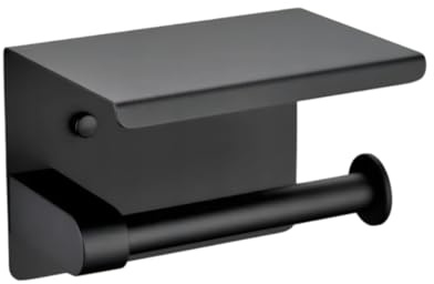NIKCORP - Toilettenpapierhalter mit Ablage, Klopapierhalter Gebürstet Edelstahl, Klorollenhalter WC Papier Halterung, Toilettenpapierrollenhalter Wandmontage für Badzimmer - Schwarz matt