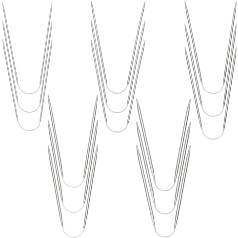 15 Stück Edelstahl Rundstricknadeln Set (23 cm), Stricknadeln für Socken | Stricknadeln Rundstricknadel, Doppelkopf-Nadeln in 2 mm/2,5 mm/3 mm/3,5 mm/4 mm, für Handschuhe,Mützen Pullover Schals