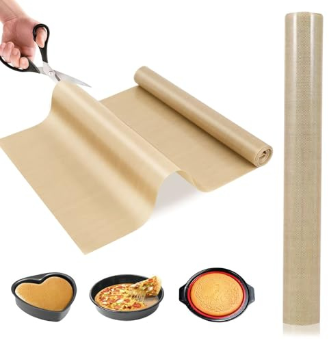 Dauerbackfolie Rolle - Silikon Backmatte, Premium Wiederverwendbar Backpapier bis 240°C, Antihaft, Zuschneidbar, rutschfest, Spülmaschinenfest für Ofen, Grill, Airfryer (Rolle 244x30 cm)