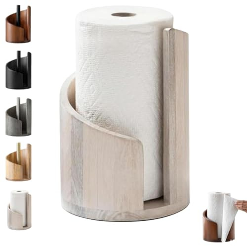 Mountain Paper Towel Holder - Portasciugamani da lavoro con base rotonda in legno di mango e supporto in ferro, 2026, nuovo supporto per asciugamani di carta in legno, senza sforzo con una mano