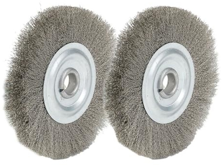 WIIYENA Spazzola per smerigliatrice da banco, in acciaio inox, 12,7 cm, foro da 16 mm, confezione da 2, strumento abrasivo per sbavatura, lucidatura e rimozione della ruggine