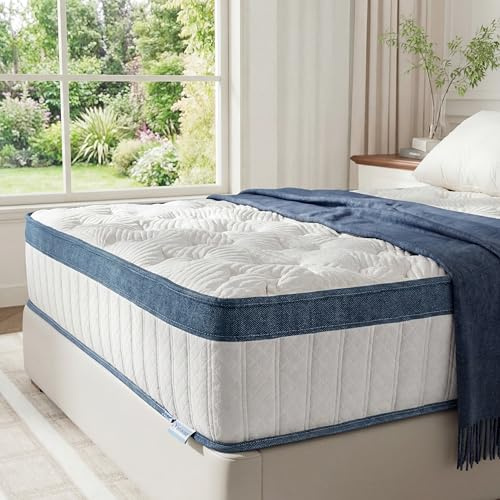 Tribesigns King Mattress 5FT, 25cm Deep Hybrid Memory Foam & Pocket Spring Mattress, Medium Firm for Pressure & Back Pain Relief, Breathable Soft Fabric, Motion Isolation,150cm x 200cm (King Size)