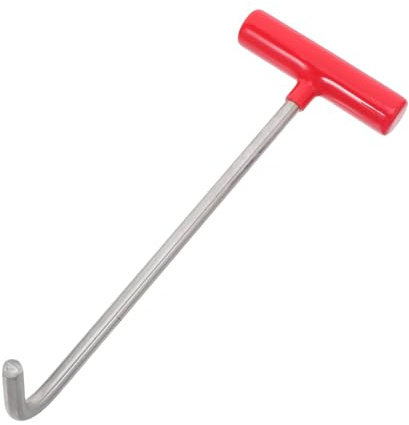 VILLFUL Sollevatore per Tombini in Acciaio Inox 28 Cm con Rivestimento Protettivo, Gancio per Griglia di Scarico Antigraffio, Strumento Portatile per Manutenzione Fognature e Ispezione