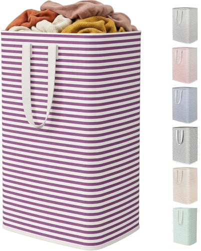 Lifewit Cesto Portabiancheria, Cesta Portabiancheria Pieghevole, Portabiancheria Sporca con Manici Allungati, Laundry Basket per Camera da Letto, Bagno e Lavanderia, 80L, Viola