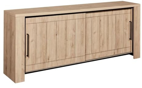AltoBuy Buffet 2 Portes coulissantes Aspect Bois Finition Castel Oak - SORIEL