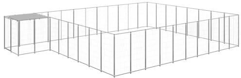Owoxanthellate Hundezwinger XXL 660x440x110 cm Stahl Silber Polyethylendach wetterfest abschließbarer Riegel für Garten Camping Laufstall Grosse Hunde
