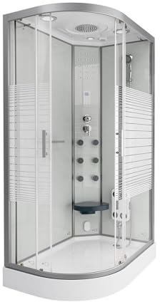HOME DELUXE - doccia a vapore BIANCO PERLA - dimensioni 120 x 80 cm sinistra - inclusa funzione vapore, doccia a pioggia, radio e accessori I doccia già pronta, doccia, tempio doccia