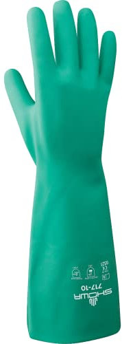 Showa mejor 717 nitri-solve guantes de nitrilo, sin forro, resistente a los agentes químicos, grosor de 11 Mils, 13 cm de largo