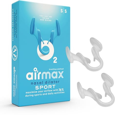 Airmax Sport Dilatatoren für das Naseninnere - Schnarchhilfen für Damen und Herren - Mit kostenloser Aufbewahrungsbox - Transparent - 2-mal Klein