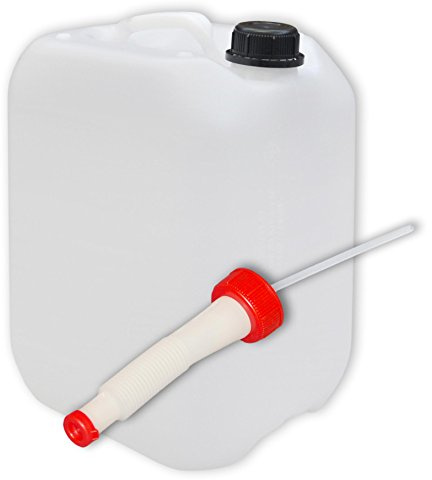 plasteo® 10 Liter Kanister mit flexiblem Ausgießer Wasserkanister Leerkanister lebensmittelecht extrem robust und langlebig UN Zulassung