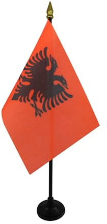 AZ FLAG Bordsflagga Albanien 15x10 cm Albansk 100D Polyester Plastfot