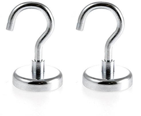 Magnetastico | 2 Stück Neodym N35 Magnethaken Extra Stark 48 mm Ø| Haftkraft 81.0 KG| Magnet Haken, magnetische Wandhaken, Magnet Halter| Super starker Neodymium Hakenmagnet verzinkt Haken magnetisch