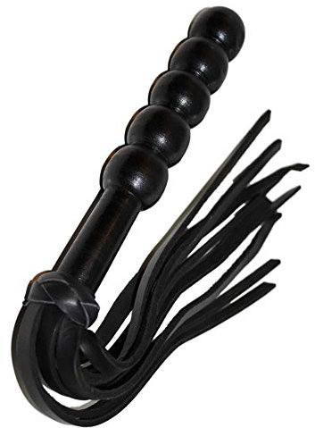 Prairie Horse Supply Leather Flogger with 5 Rounded Knobs Premium Quality Thick Leather Tails Solid Handle and Turkhead Knot Short Whip Stick Rod Crop