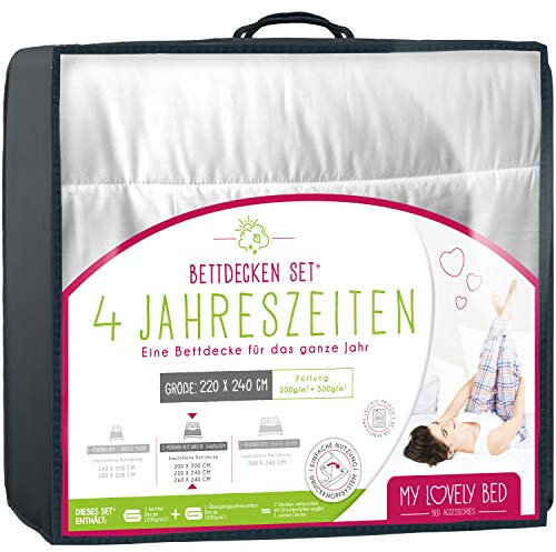 My Lovely Bed - Piumone 4 Stagioni - 220x240 cm - 3 in 1 (200g/m² et 300g/m² = 500g/m²) - Caldo d'inverno/Fresco d'Estate