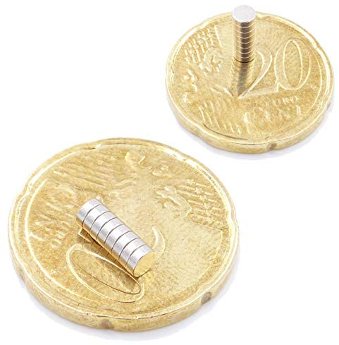 Brudazon | 60 Scheiben-Magnete 3x1mm | N52 Güteklasse - Neodym-Magnete | Ideal für Modellbau, Foto, Whiteboard, Werkstatt, Kühlschrank | Magnetscheibe