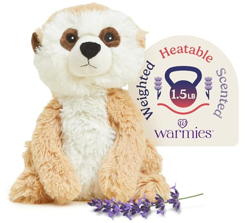 warmies Microwavable & Weighted Stuffed Animals, Meerkat - Heated Stuffed Animal Plushie for Warmth & Comfort - Cute Soft Plush Toys for Adults & Children (Boys, Girls, Babies & Toddlers)