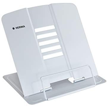 HERMA 19963 Leseständer für Bücher Weiß, faltbarer Buchständer aus Metall für Kinder, Buchstütze für Jungen & Mädchen, verstellbarer Kochbuchhalter für Schule, Büro & Küche