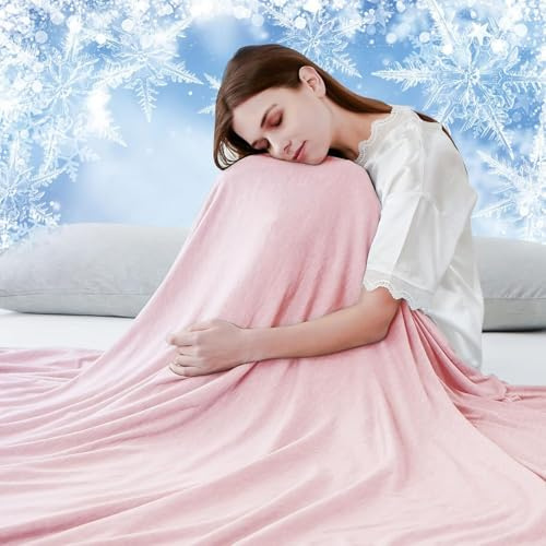 Luxear Kylfilt för sommaren, filt med Arc-Chill-teknik håller dig sval för bäddsoffa, bekväm mjuk tupplur filt tyg andningsbar vuxen baby barn husdjur hundl, 150 x 200 cm, Rosa