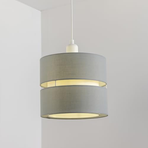 CGC Lighting Pantalla de lámpara de techo interior, 26cm, no eléctrica, fácil instalación, dormitorio, salón (Gris)