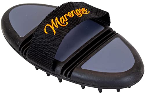 Marengos - Massage-Striegel Flex – Schwarz/Grau | Pferdestriegel mit Gummi-Zacken – zweifach biegsamer Rücken – entfernt Staub, groben Schmutz & Haare – Pferde Zubehör